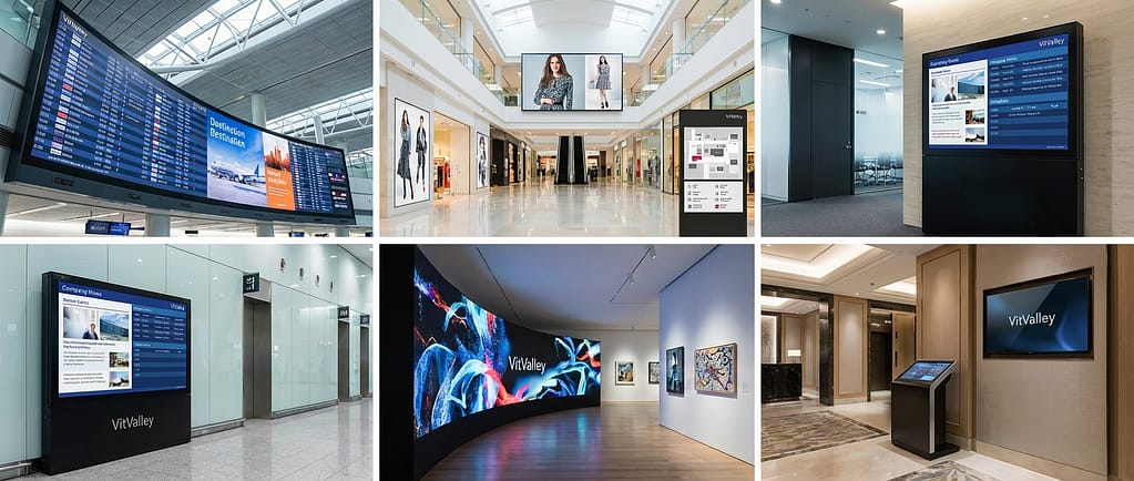 株式会社ビットバレーが販売しているメイン商材　デジタルサイネージディスプレイ。様々なメーカーのお取扱いをしております。