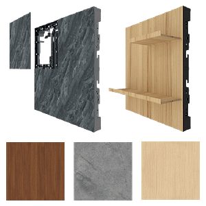 X-SKIN_LED_WEB | 北海道札幌市|サイネージ・映像・音声と配信の会社|株式会社ビットバレー 木目 コンクリート 鉄 壁面 LEDビジョン 販売 内装 柱